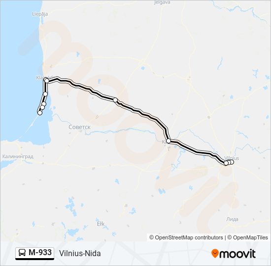 M-933 bus Line Map