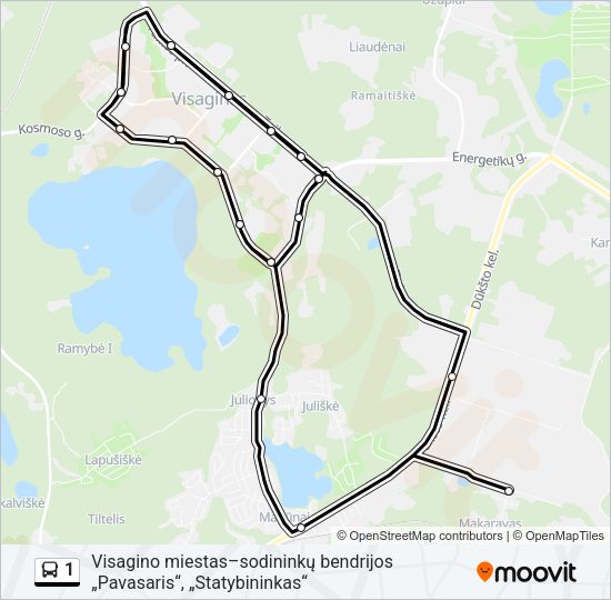 Автобус 1: карта маршрута