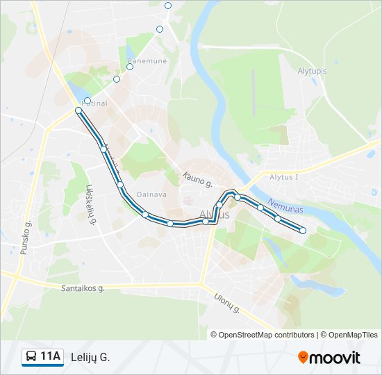 Автобус 11A: карта маршрута