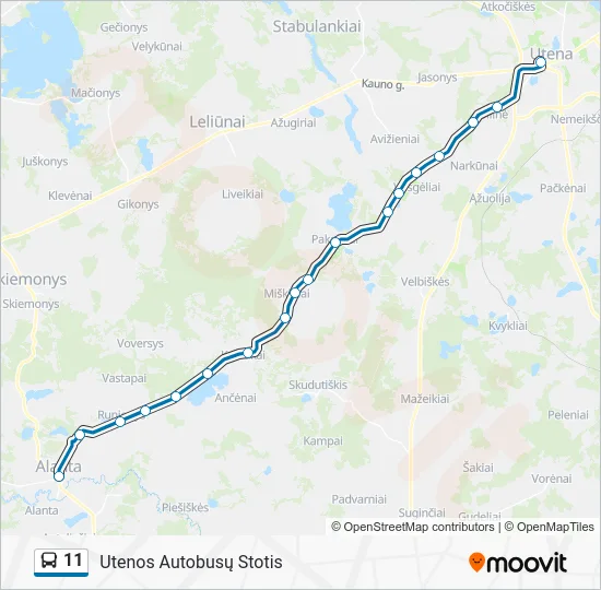 Автобус 11: карта маршрута