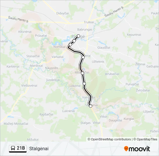 21B Bus Line Map