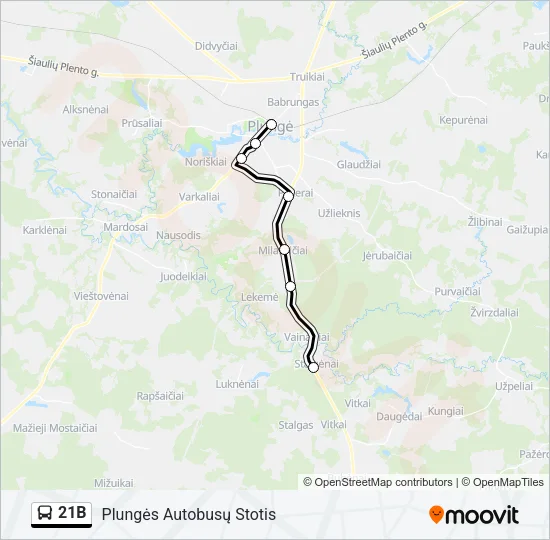 21B Bus Line Map