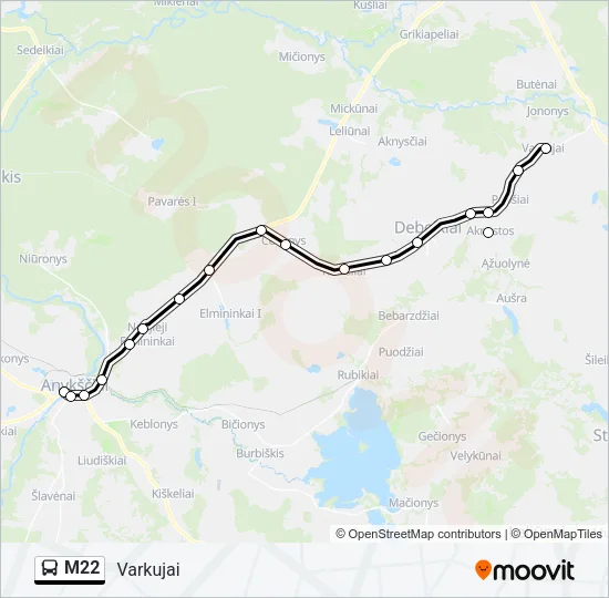 Автобус M22: карта маршрута