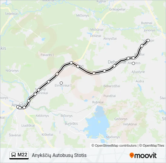 M22 Bus Line Map