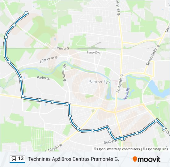 Автобус 13: карта маршрута