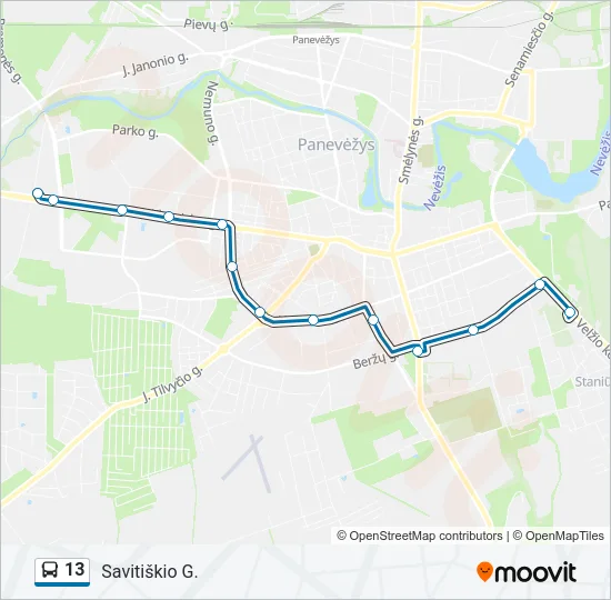 13 Bus Line Map