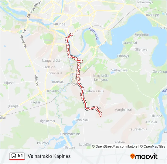 61 Bus Line Map