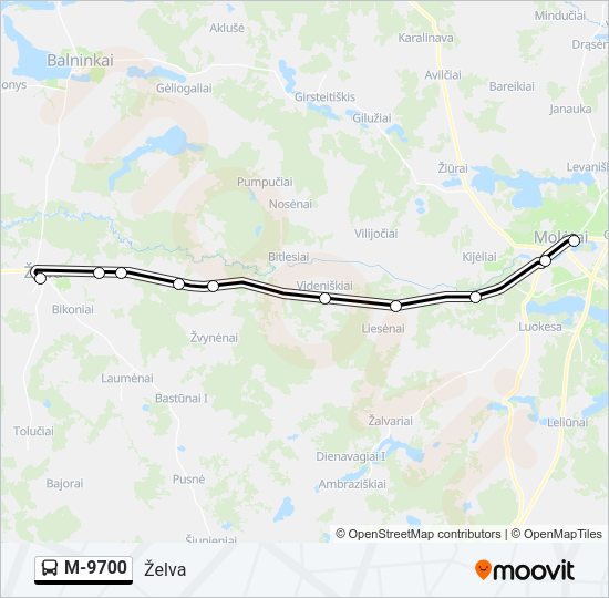 Автобус M-9700: карта маршрута