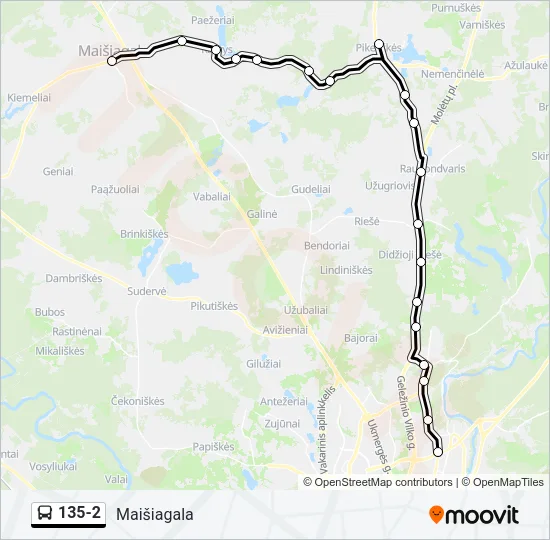 Автобус 135-2: карта маршрута