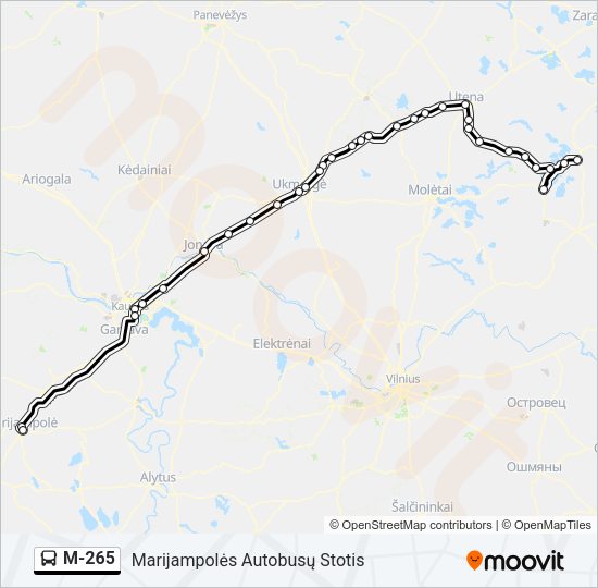 Автобус M-265: карта маршрута