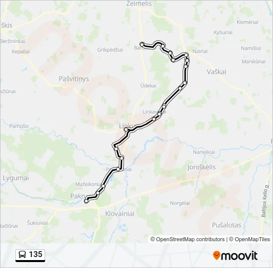 135 Bus Line Map