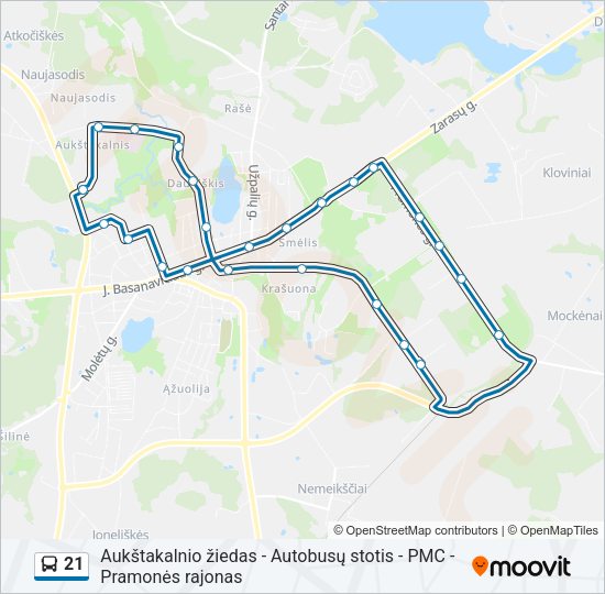Автобус 21: карта маршрута