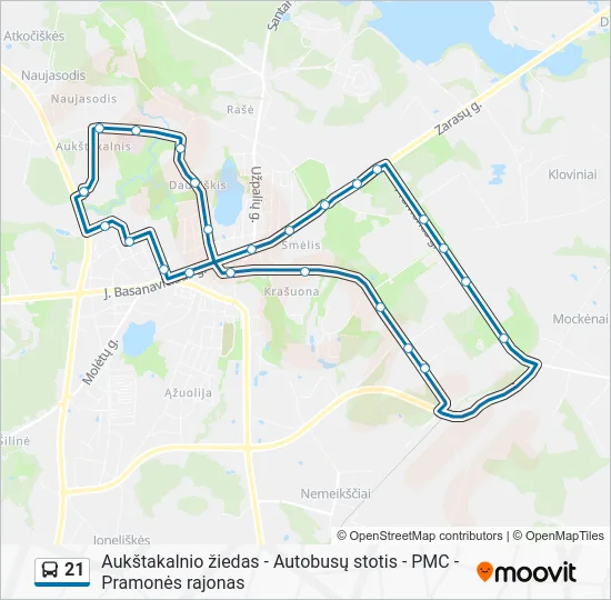 Автобус 21: карта маршрута