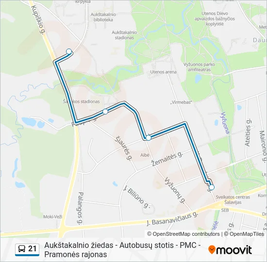 Автобус 21: карта маршрута