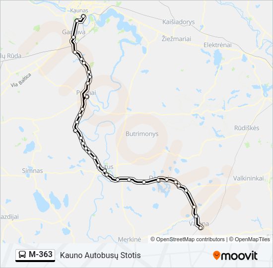 Автобус M-363: карта маршрута