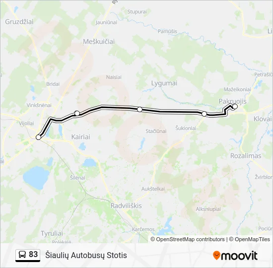 Автобус 83: карта маршрута