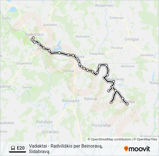 E20 Bus Line Map