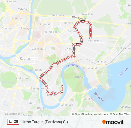 28 Bus Line Map