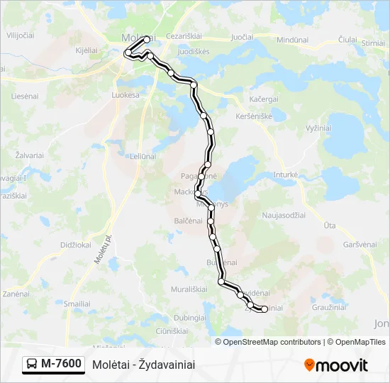 Автобус M-7600: карта маршрута