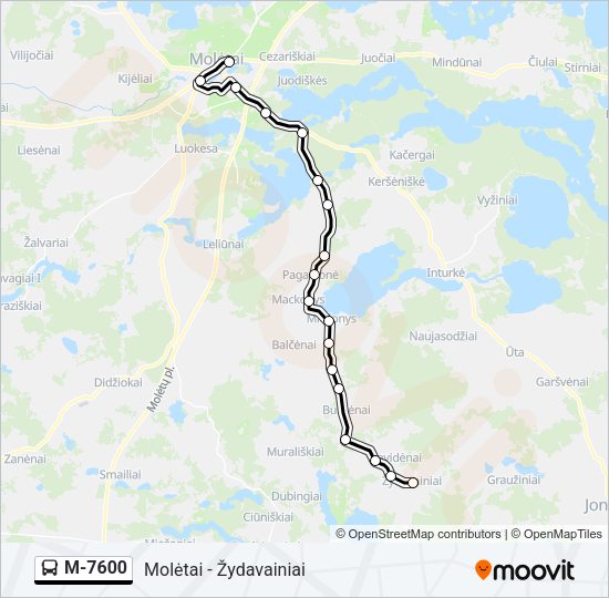 Автобус M-7600: карта маршрута