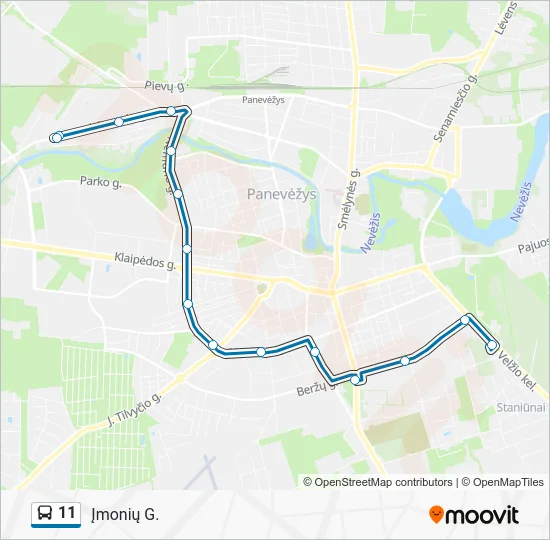 Автобус 11: карта маршрута