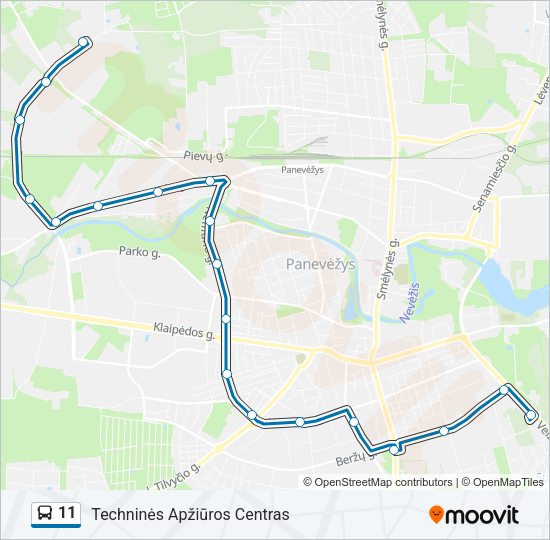 Автобус 11: карта маршрута