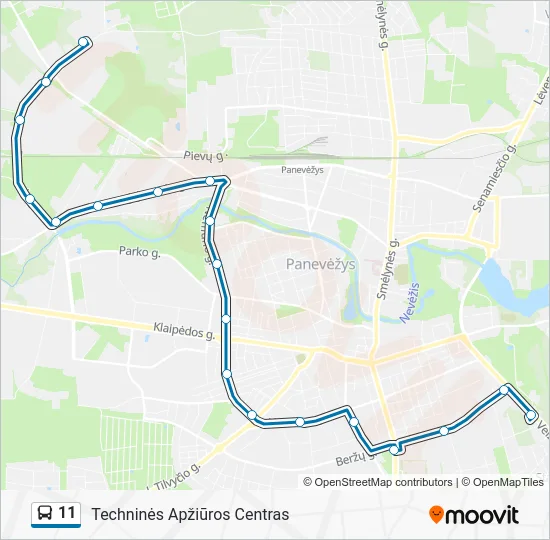 Автобус 11: карта маршрута