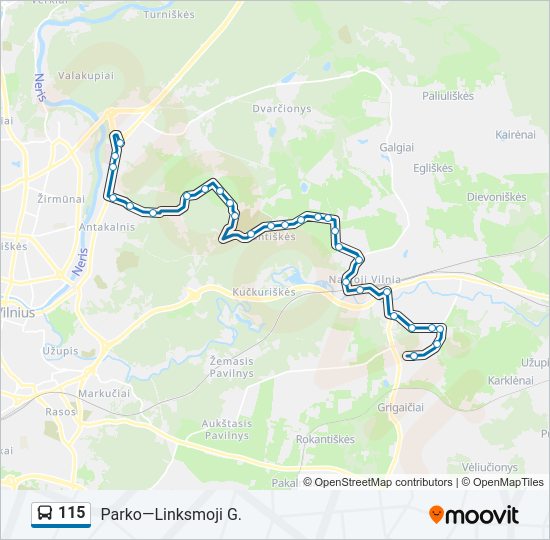 115  kelionės žemėlapis