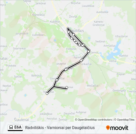 Автобус E6A: карта маршрута