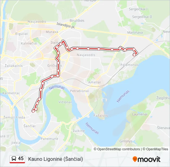 45 Bus Line Map