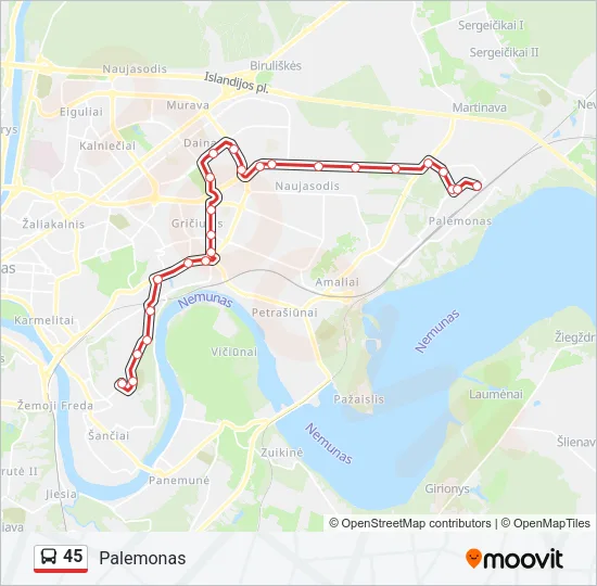 45 Bus Line Map