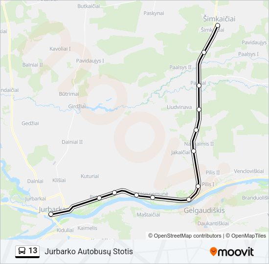 Автобус 13: карта маршрута