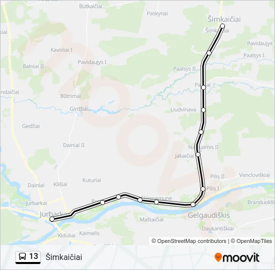 13 Bus Line Map