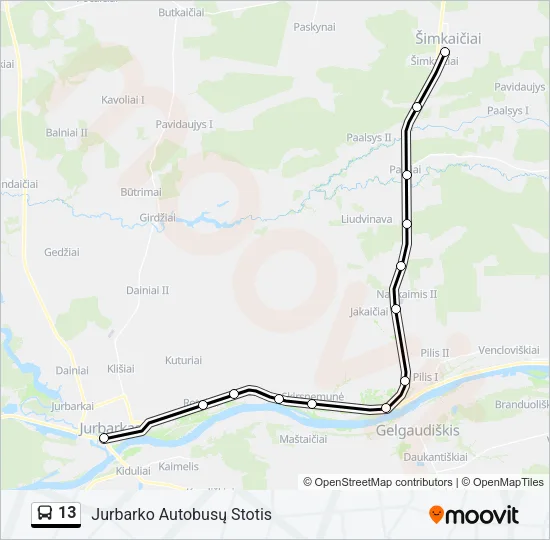 13 Bus Line Map