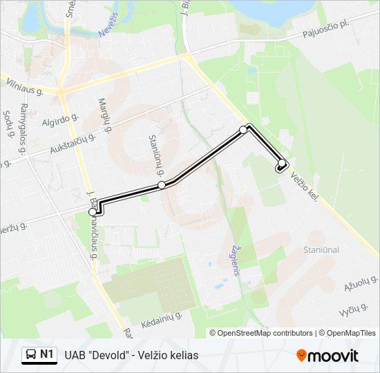 Автобус N1: карта маршрута