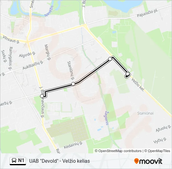 N1 Bus Line Map