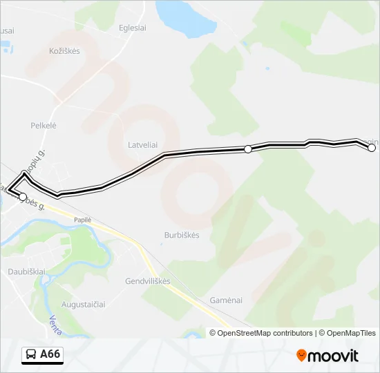 Автобус A66: карта маршрута