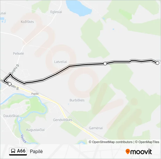 Автобус A66: карта маршрута