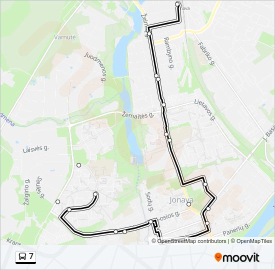 7 autobusas kelionės žemėlapis