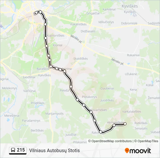 Автобус 215: карта маршрута