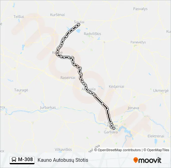 M-308 Bus Line Map