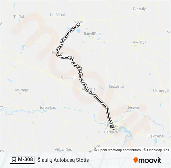M-308 Bus Line Map
