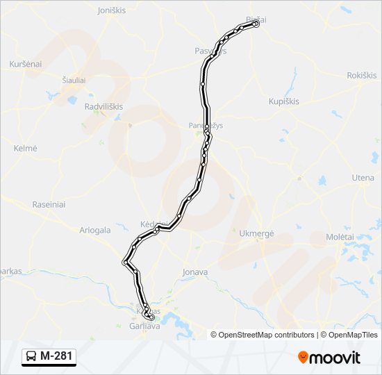 M-281 bus Line Map