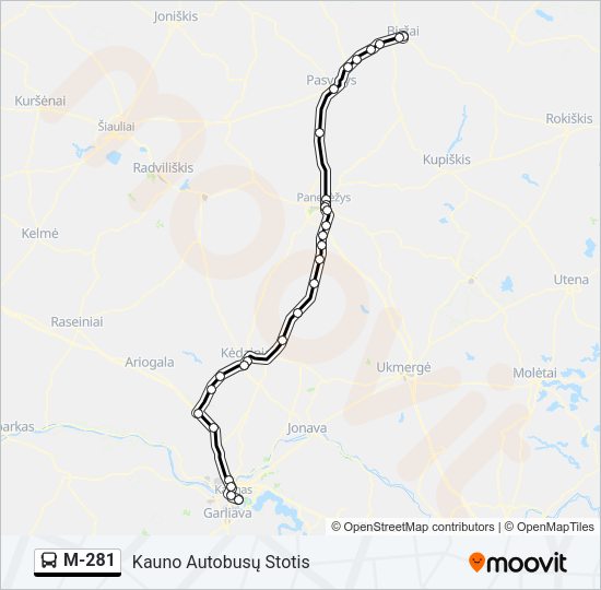 Автобус M-281: карта маршрута