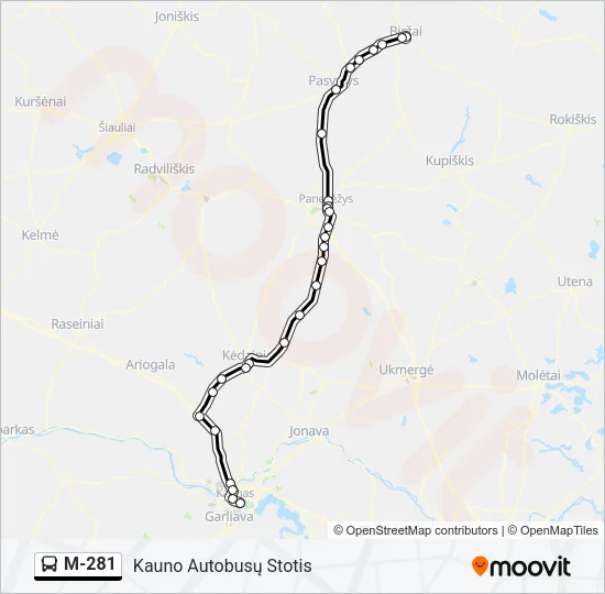 M-281 Bus Line Map