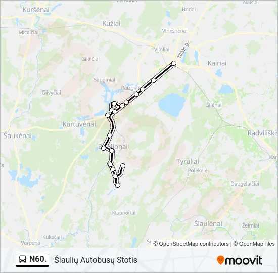 Автобус N60.: карта маршрута