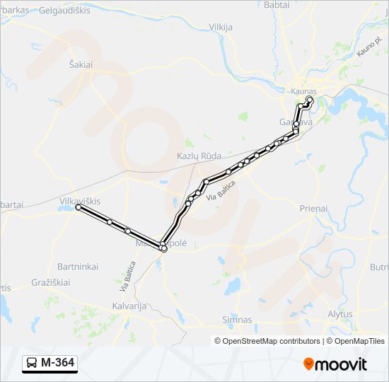 M-364 bus Line Map