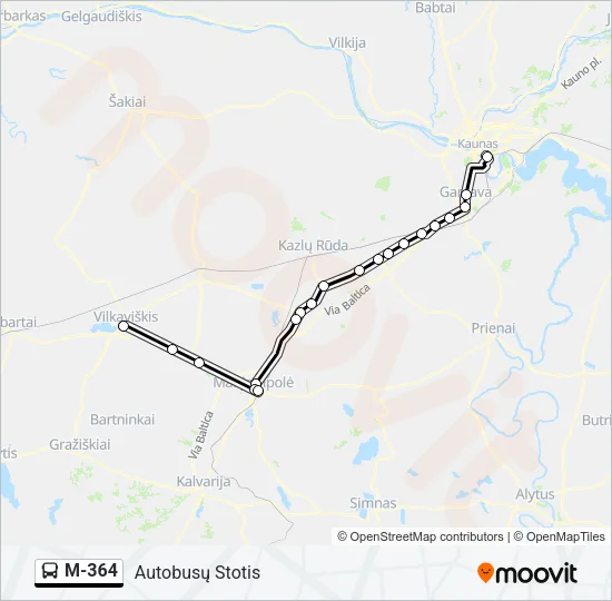 M-364 Bus Line Map