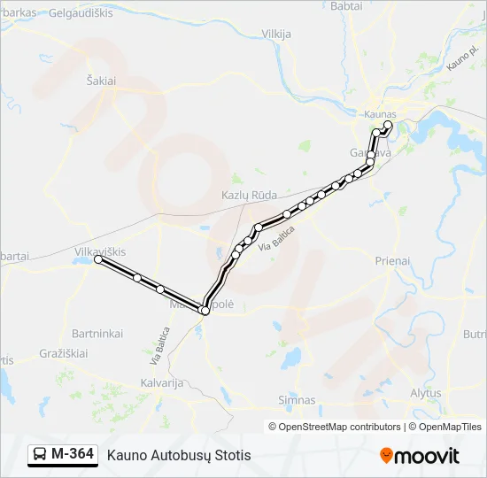 M-364 Bus Line Map