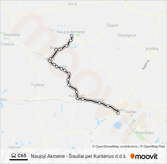 Автобус C65: карта маршрута